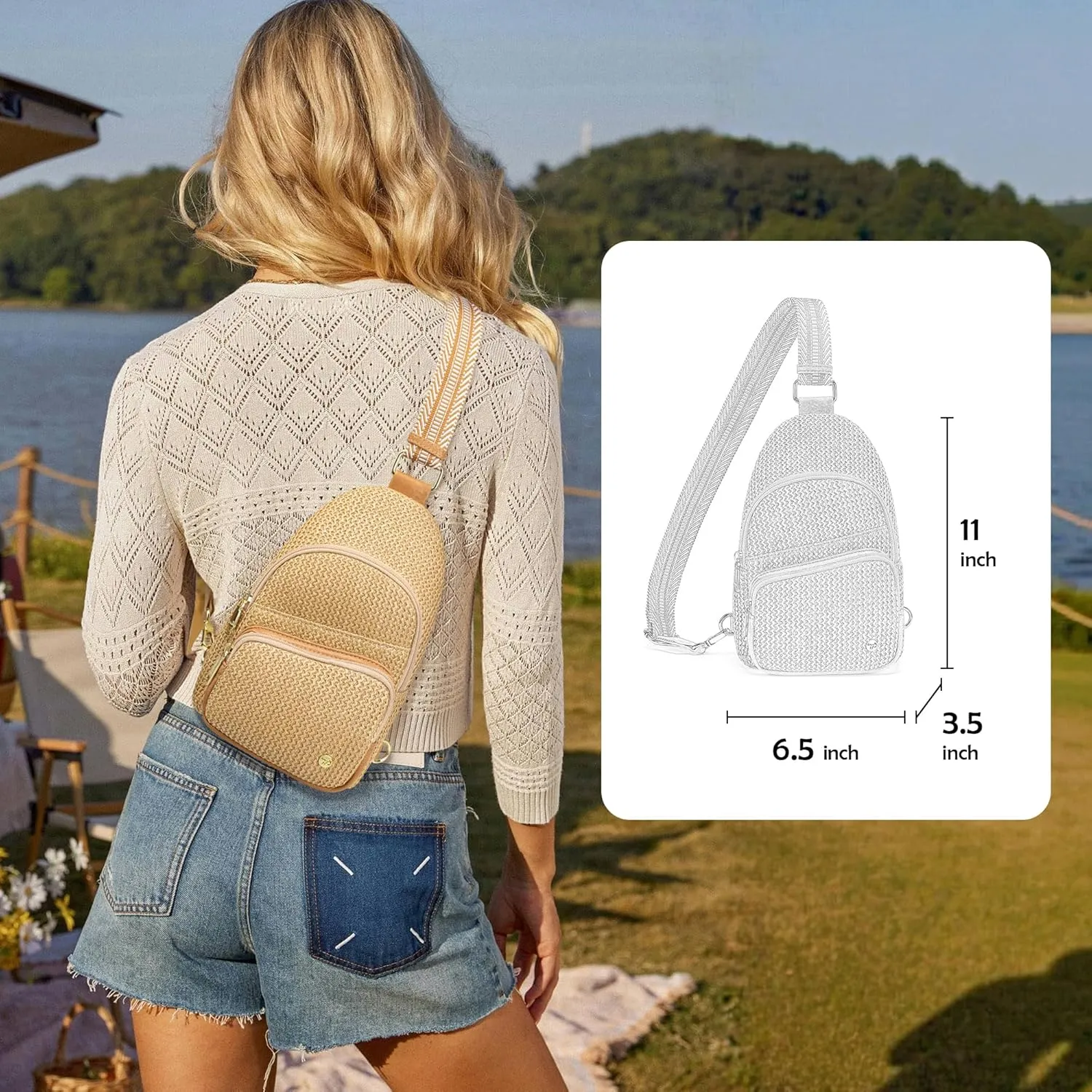 Haytijoe Straw Bag Summer Small Sling Bag RFID Blocking Crossbody Bags for Women Beach Bags Fanny Packs