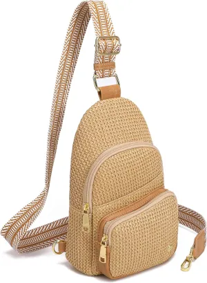 Haytijoe Straw Bag Summer Small Sling Bag RFID Blocking Crossbody Bags for Women Beach Bags Fanny Packs