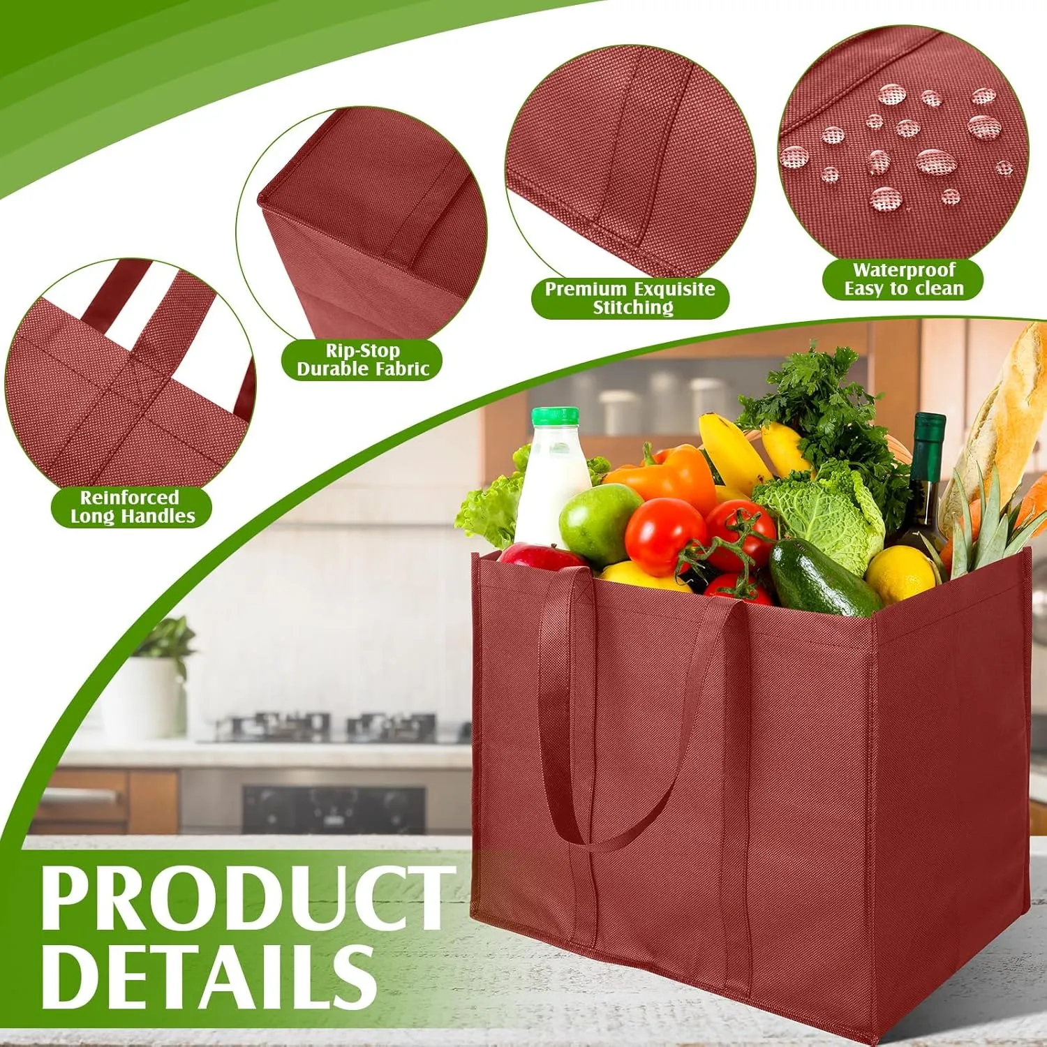Hillban 30 Pack Reusable Grocery Bags Bulk Large Shopping Bags Washable Foldable Heavy Duty Totes Storage Bags with handles