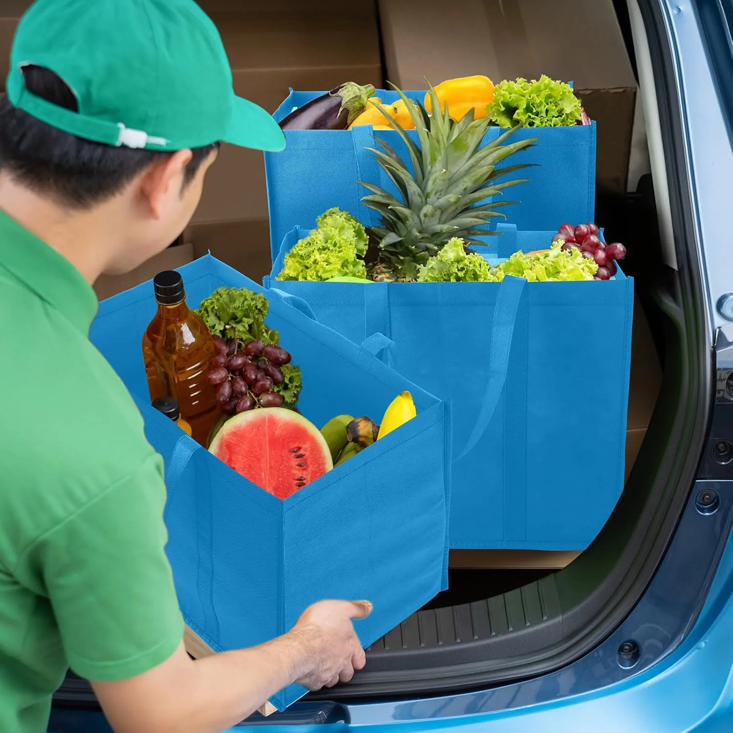Hillban 30 Pack Reusable Grocery Bags Bulk Large Shopping Bags Washable Foldable Heavy Duty Totes Storage Bags with handles