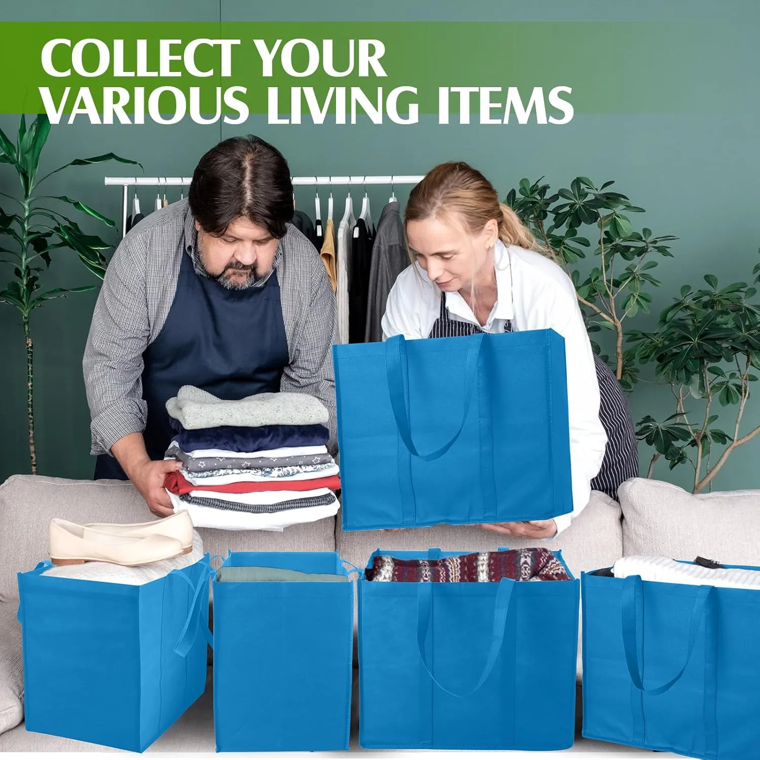 Hillban 30 Pack Reusable Grocery Bags Bulk Large Shopping Bags Washable Foldable Heavy Duty Totes Storage Bags with handles