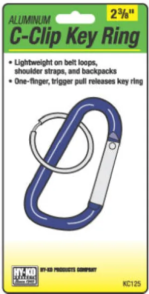 Hy-ko KC125 Aluminum C-Clip with Split Key Ring, 2-3/8", Small