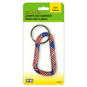 Hy-Ko KC312 Large Flag Carabineer Clip Key Ring, 3-1/8"