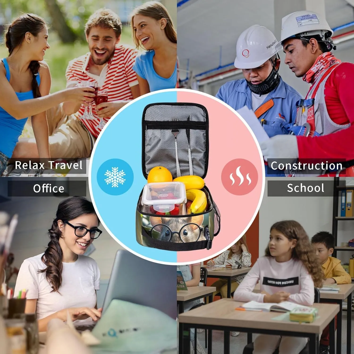 Insulated Lunch Bag for Women Men Portable Reusable Lunch Box  Lunch Tote Bag for Work Picnic Travel