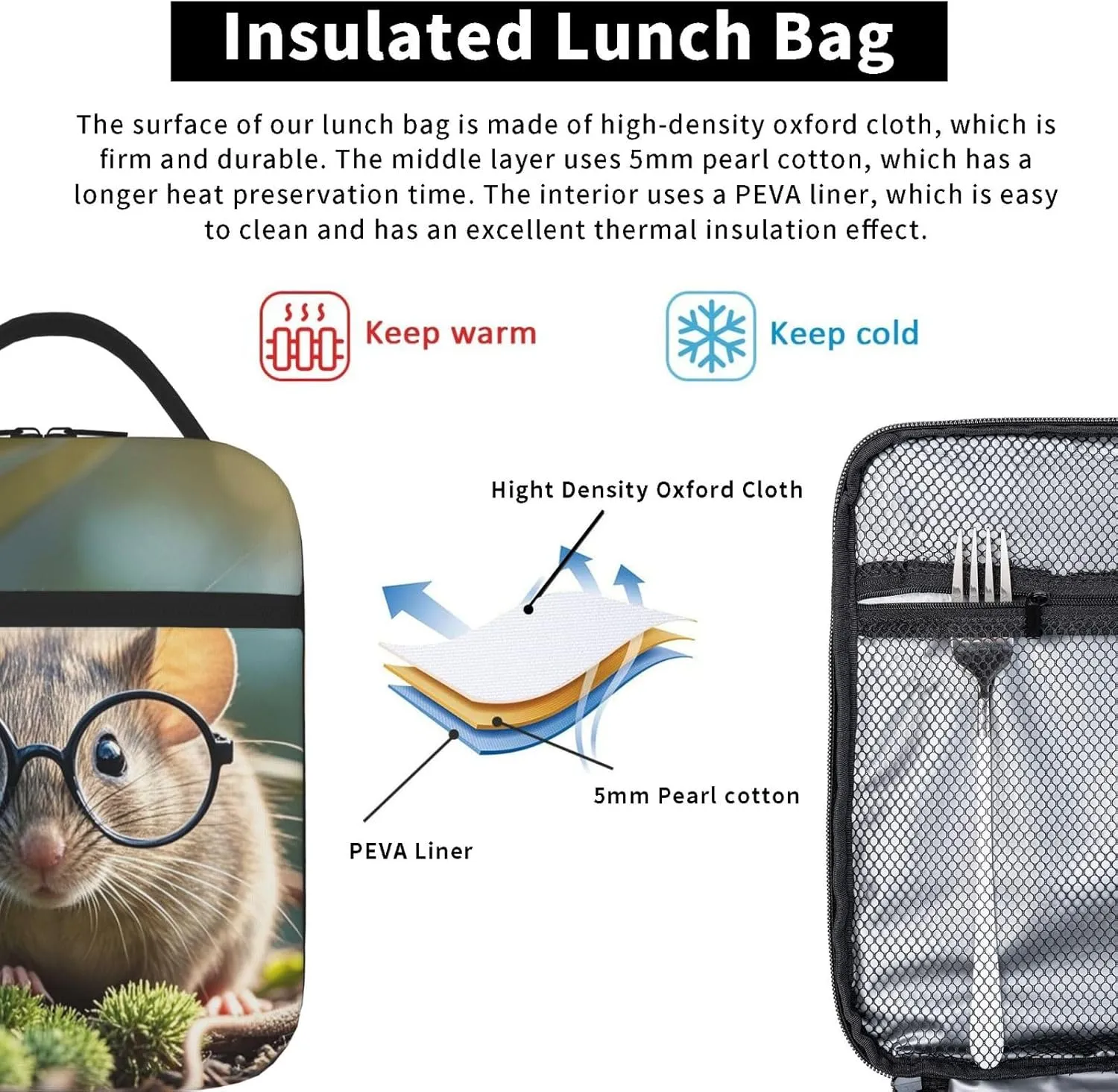 Insulated Lunch Bag for Women Men Portable Reusable Lunch Box  Lunch Tote Bag for Work Picnic Travel