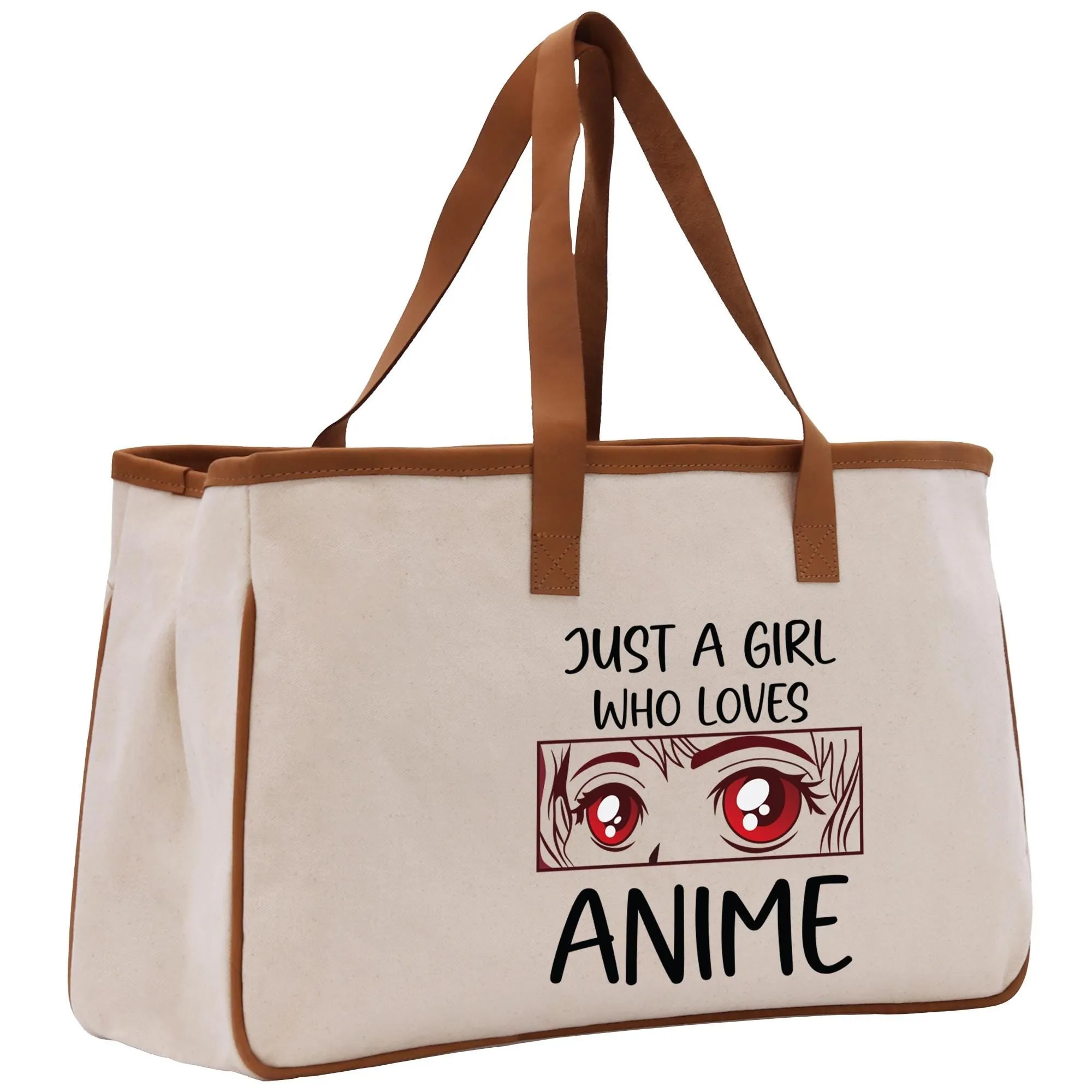 Just A Girl Who Loves Anime Cotton Canvas Tote Bag Animal Lover Gift for Her Gift for Anime Fun Anime Totes Cute Anime Tote Bag (AGT1004)