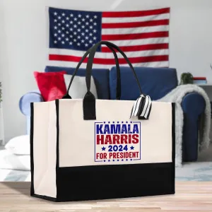 Kamala Harris 2024 Cotton Canvas Tote Bag Kamala Harris Supporter Bag Madam President Tote Gift for Harris Supporter (KHTB1002)
