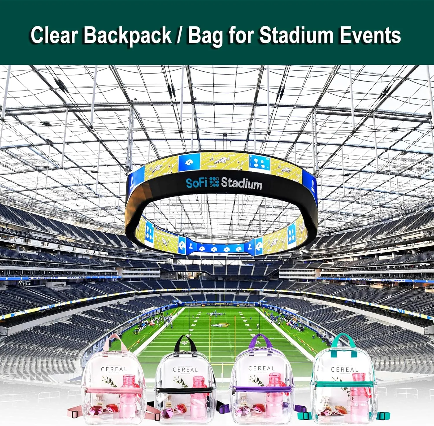 Keepcross Small Clear Stadium Backpack Mini - Cute Clear Bag Stadium Approved 12x6x12 Great for Festival Sport Events Concerts,Women Girls,Pink Straps