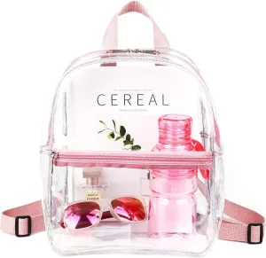 Keepcross Small Clear Stadium Backpack Mini - Cute Clear Bag Stadium Approved 12x6x12 Great for Festival Sport Events Concerts,Women Girls,Pink Straps