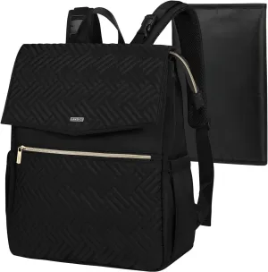 LANDICI Diaper Bag Backpack, Multifunction Waterproof Baby Diaper Bags with Changing Pad, Stroller Straps, Travel Essentials Stylish Back Pack for Mom Dad Boy Girls Toddler, Black