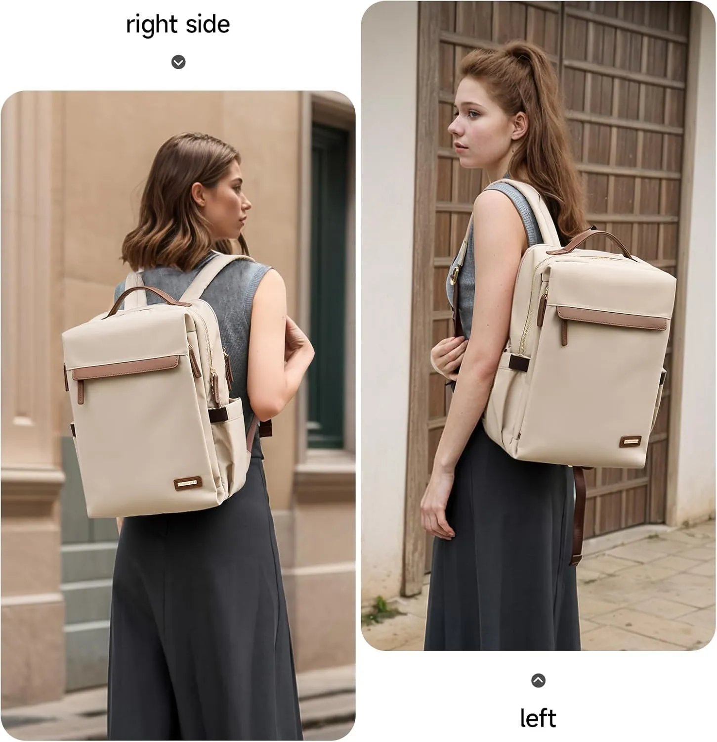 Laptop Backpack for Women Slim Computer Bag Work Travel College Backpack Purse Fits 15 Inch Notebook (Apricot) Casual Daypack for Work Travel College Backpack Purse Separate Laptop Compartment