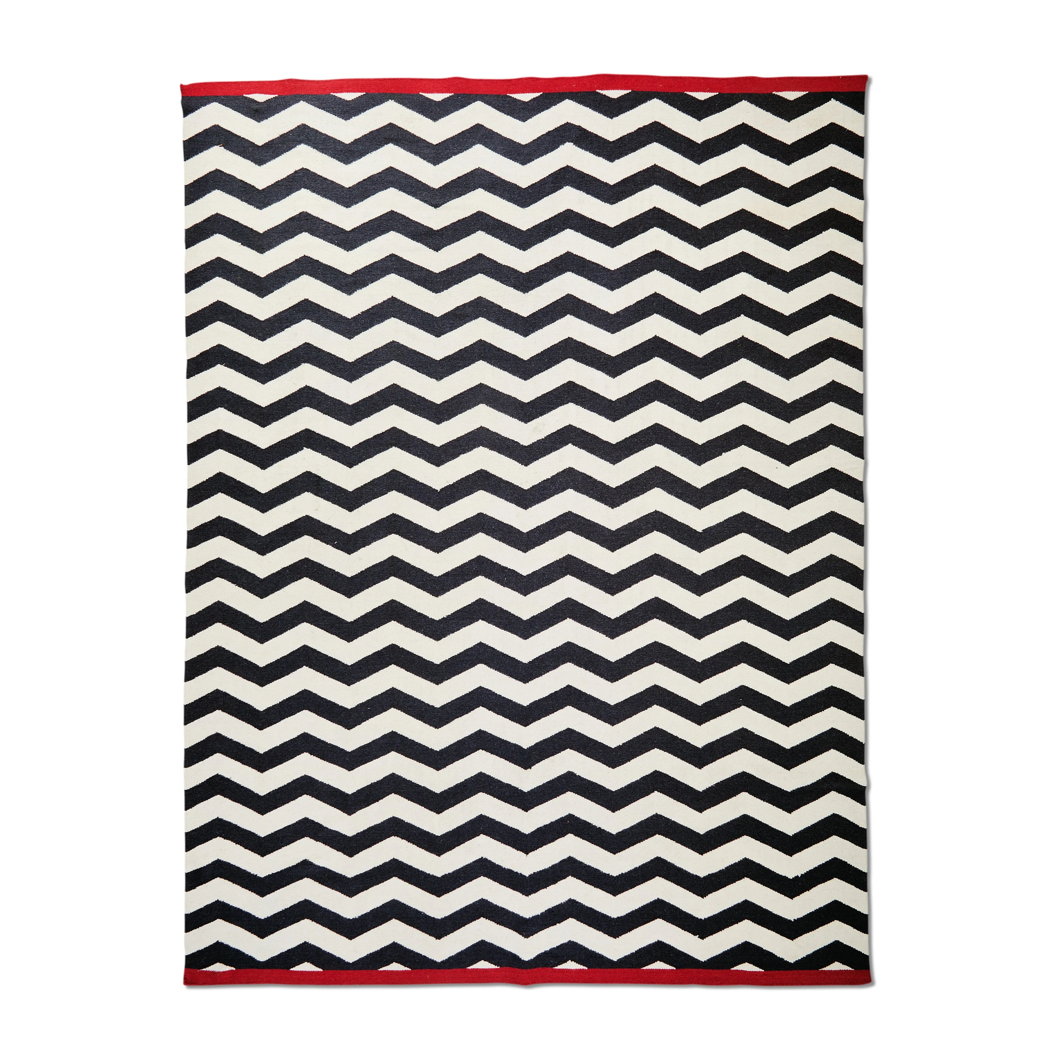 Large Black & White Zig-Zag Rug