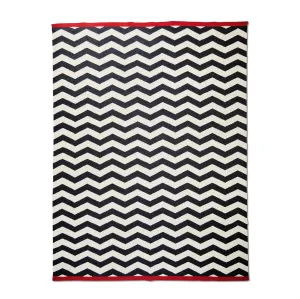 Large Black & White Zig-Zag Rug