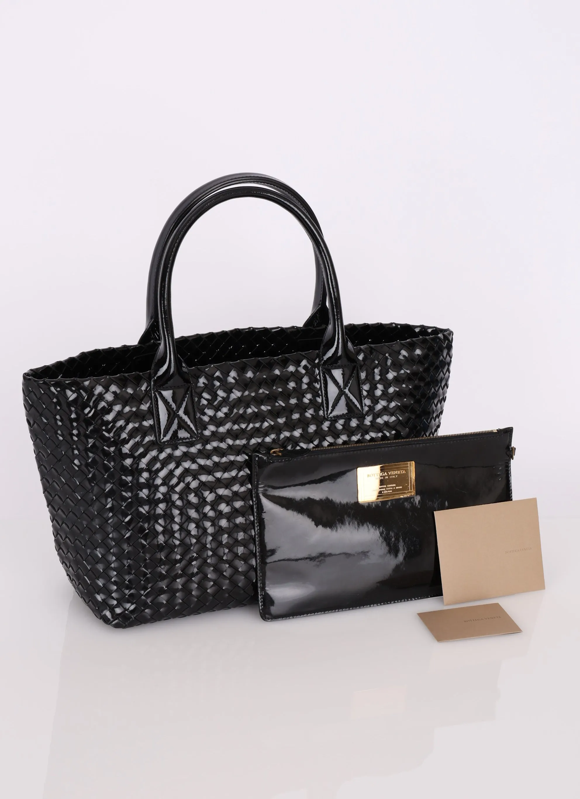 Limited Edition Bottega Veneta Patent Small Cabat Tote w/ Pouch