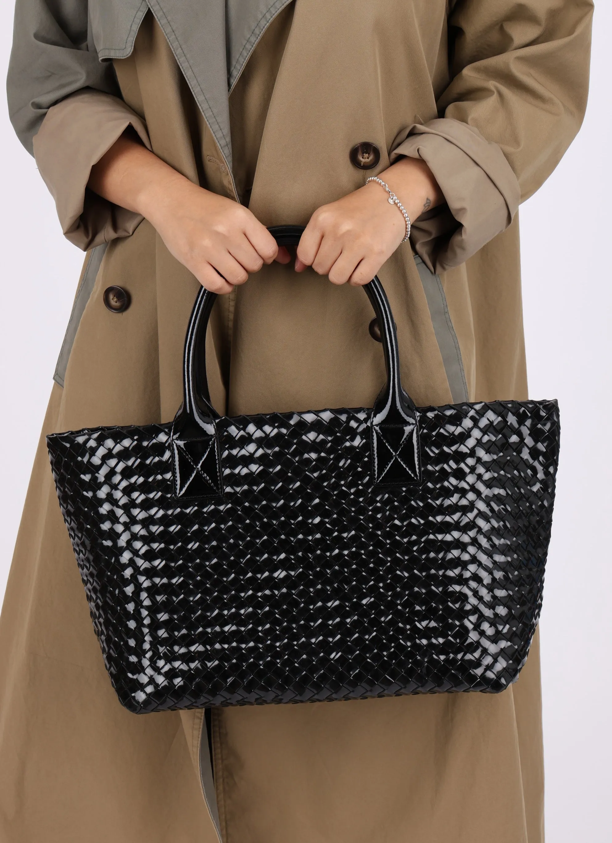 Limited Edition Bottega Veneta Patent Small Cabat Tote w/ Pouch