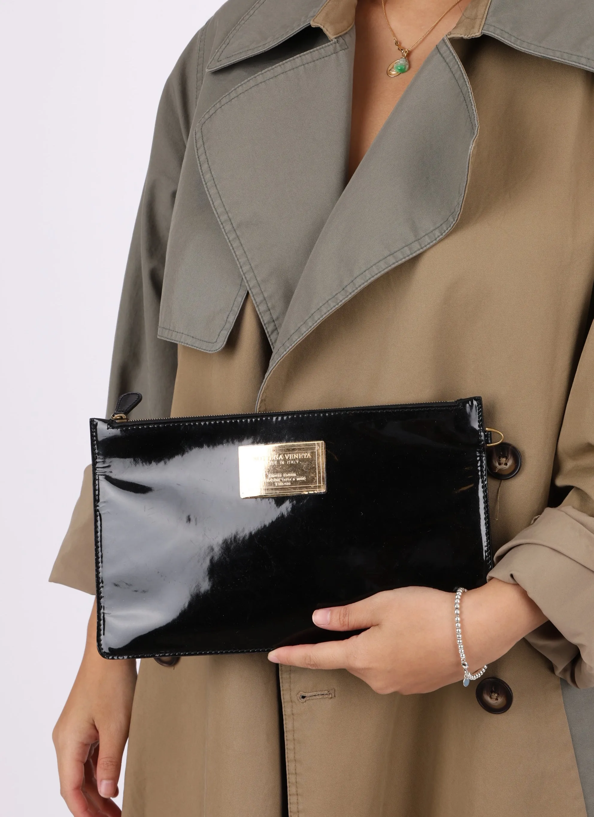 Limited Edition Bottega Veneta Patent Small Cabat Tote w/ Pouch