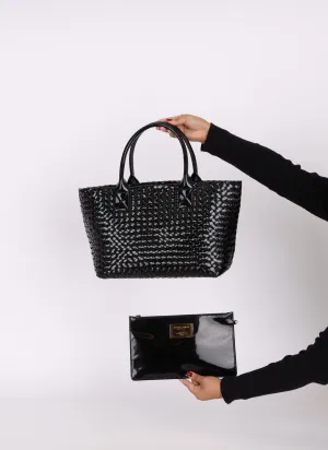 Limited Edition Bottega Veneta Patent Small Cabat Tote w/ Pouch