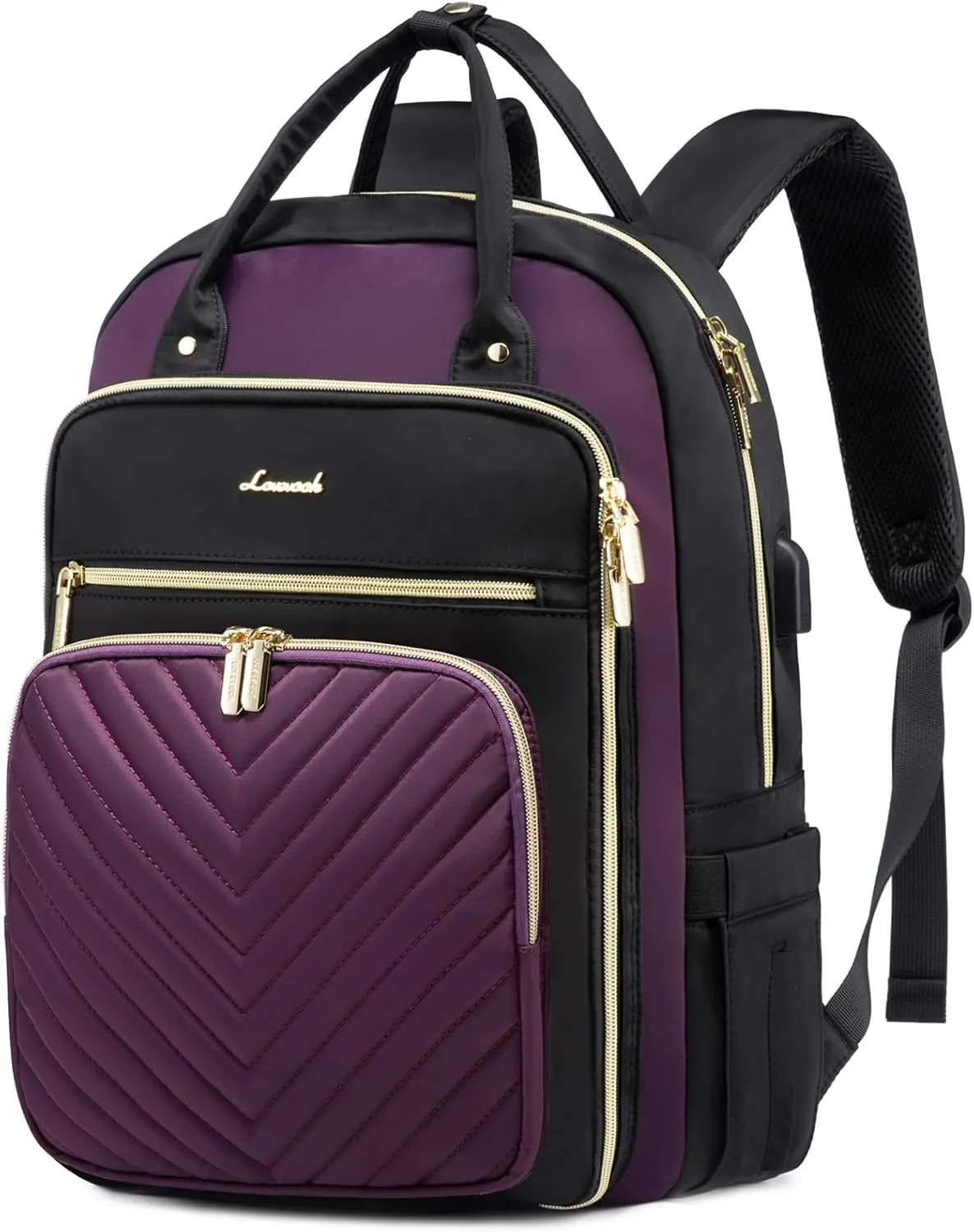 LOVEVOOK Laptop Backpack for Women, Water Resistant Travel Work Backpacks Purse Stylish Business Teacher Nurse Computer Bag with USB Charging Port, Fits 15.6" Laptop