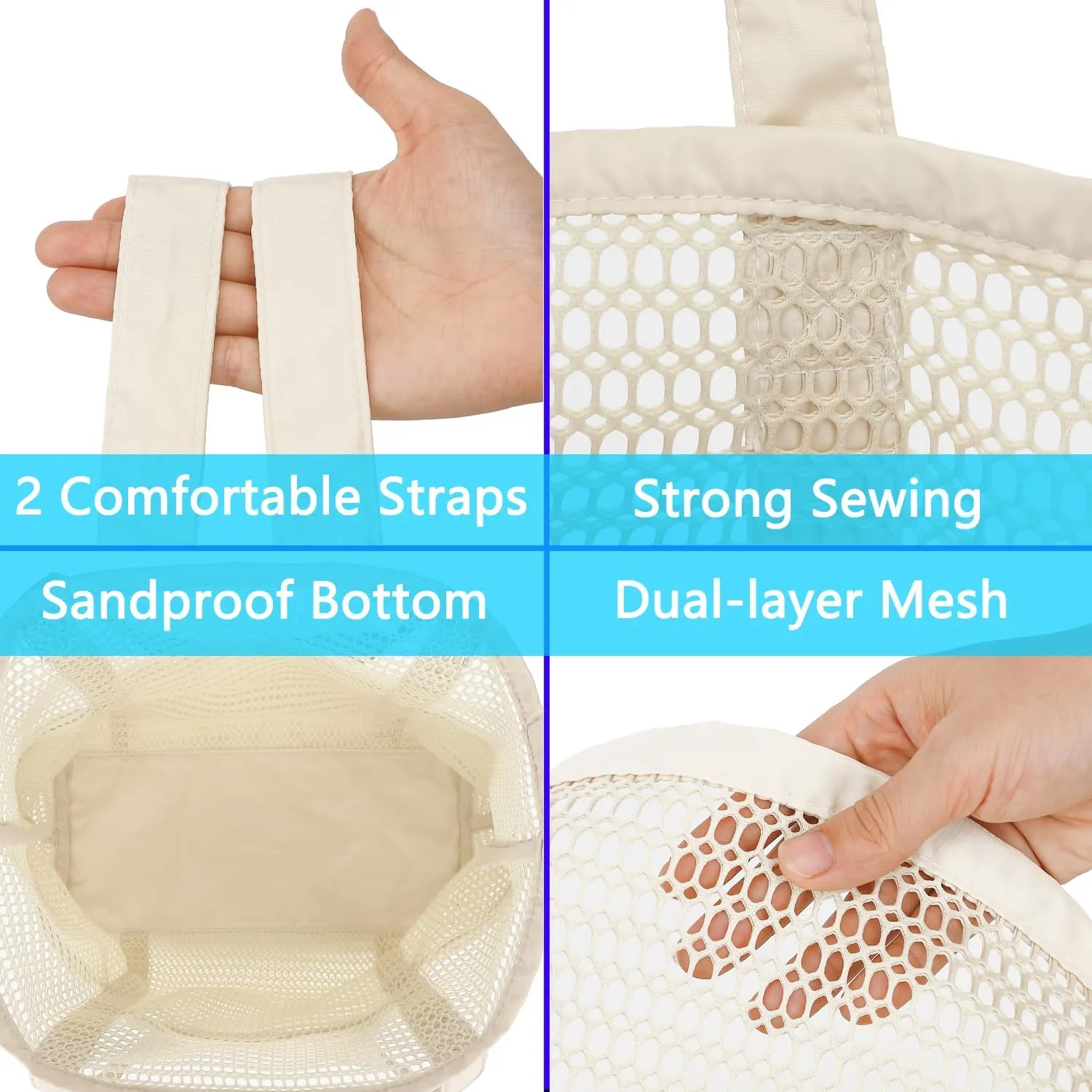 Mesh Beach Bag, Casual Womens Shoulder Handbag, Large Sandproof Beach Tote Bag for Pool/Travel/Vacation Essentials