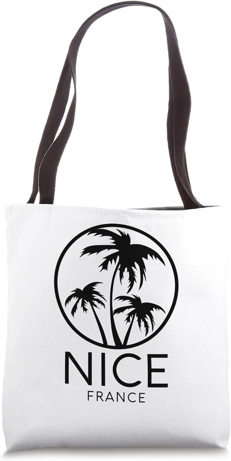 Nice France French Riviera Paris Europe Beach Palm Trees Tote Bag