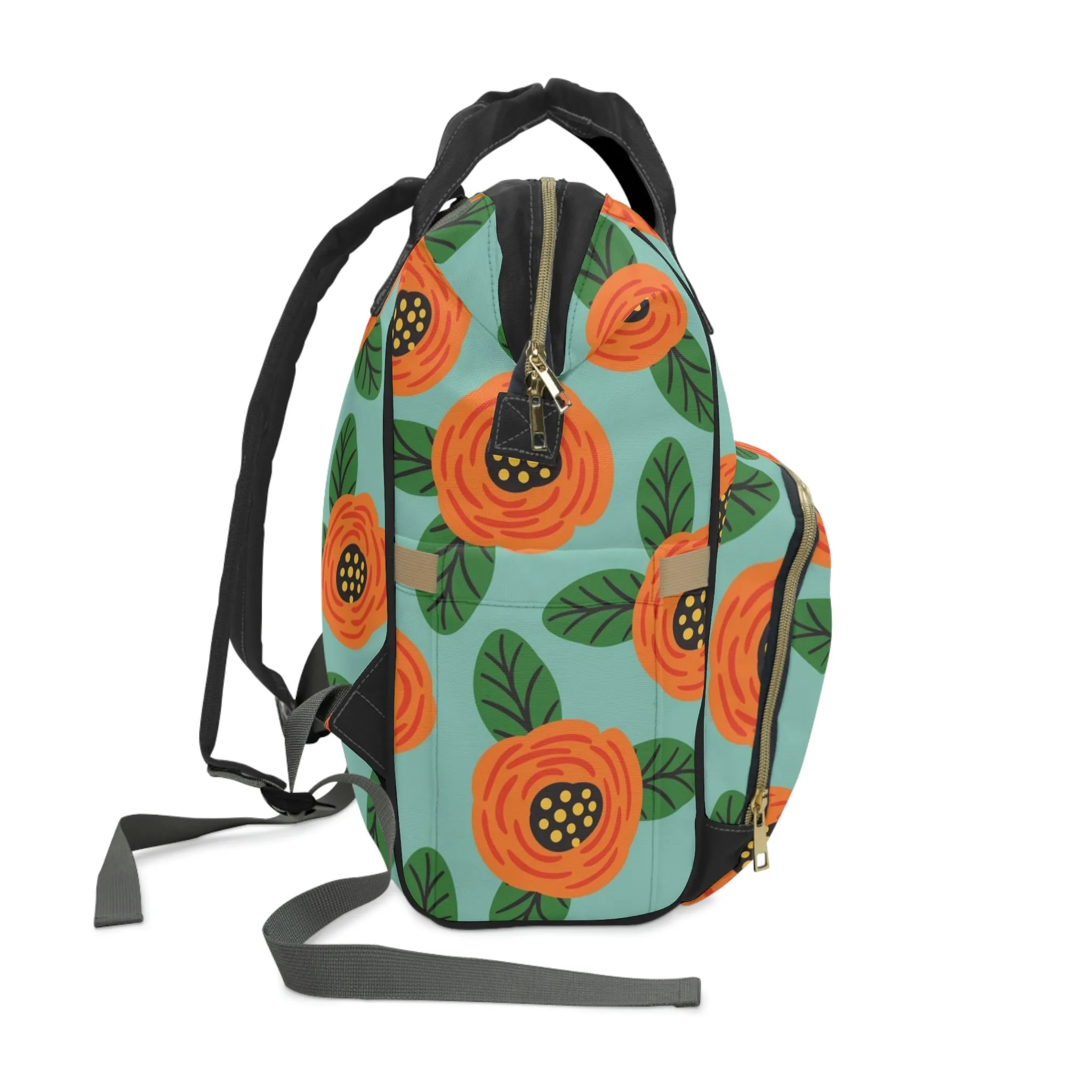 Orange Floral Backpack