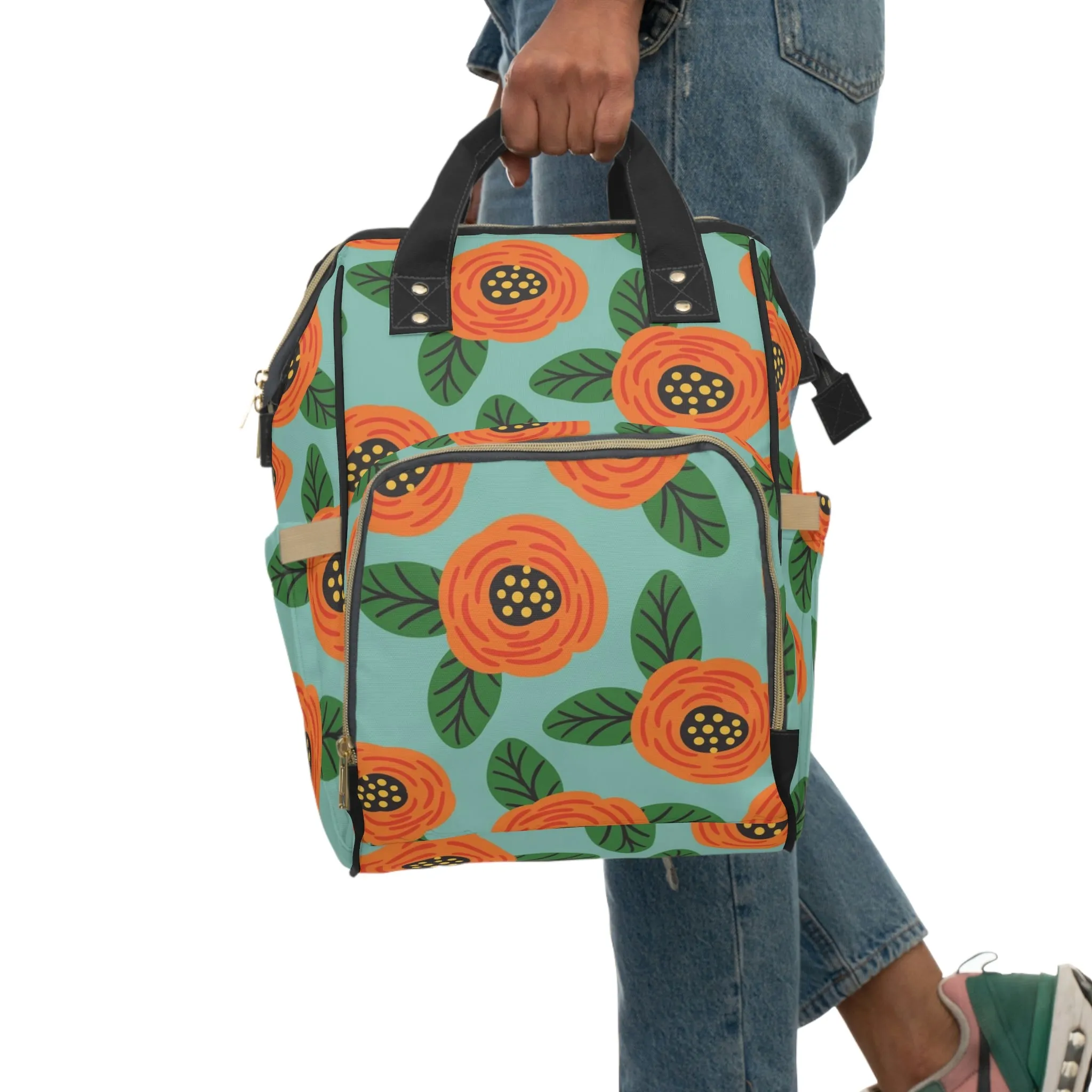 Orange Floral Backpack
