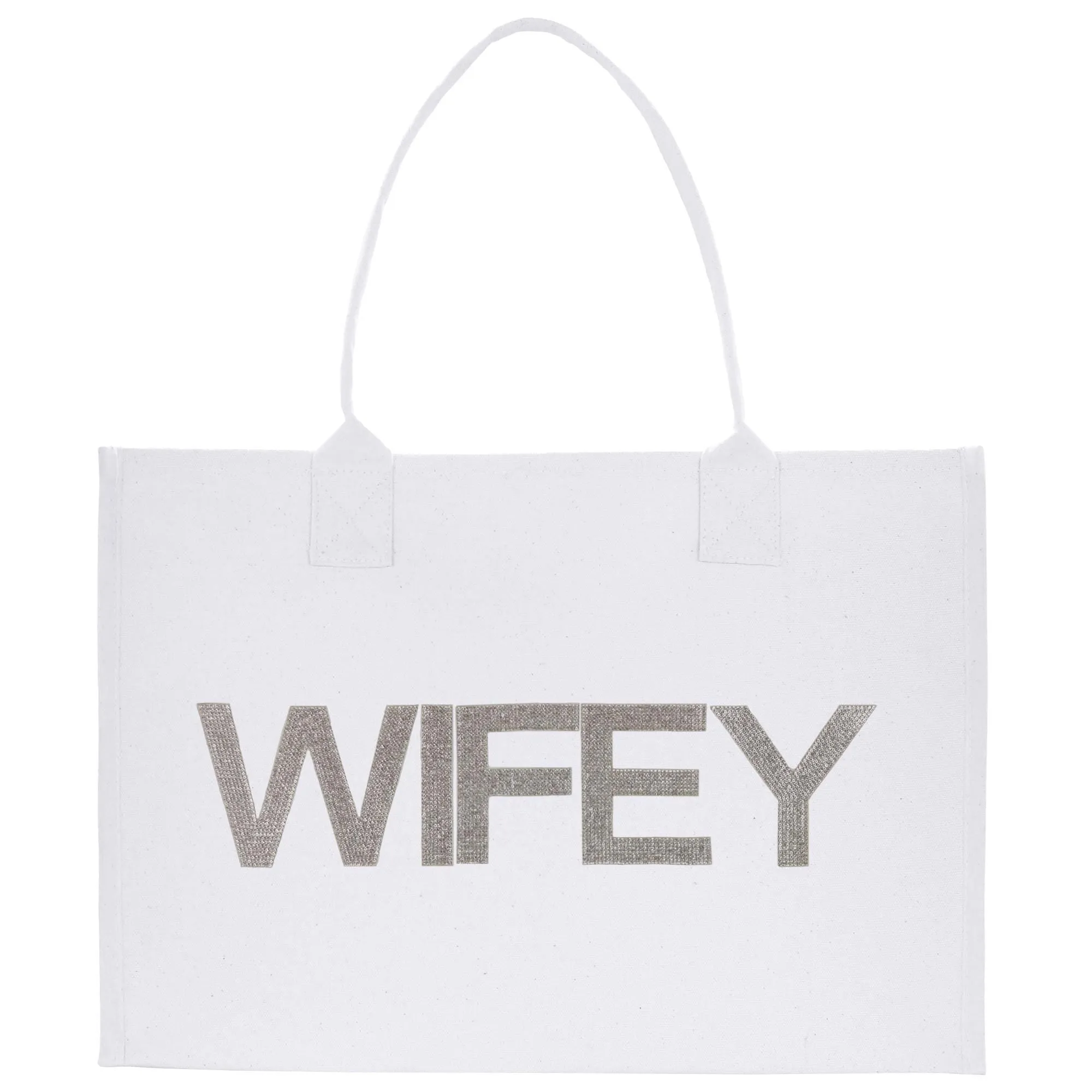 Pearl Letters Wifey Wedding Tote Bridal Shower Gift Honeymoon Gift Customized Wedding Gift Bridesmaid Gift (BTB1031)