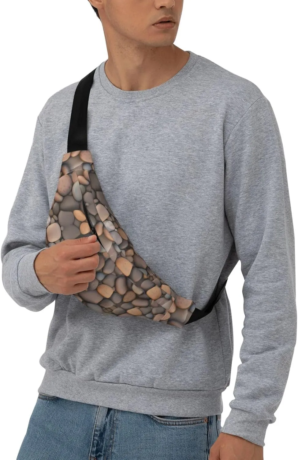 Pebbles in the beach Fashion Crossbody Appearance High capacity outdoor with Adjustable Comfortable Work Leisure Versatile, RXZER23