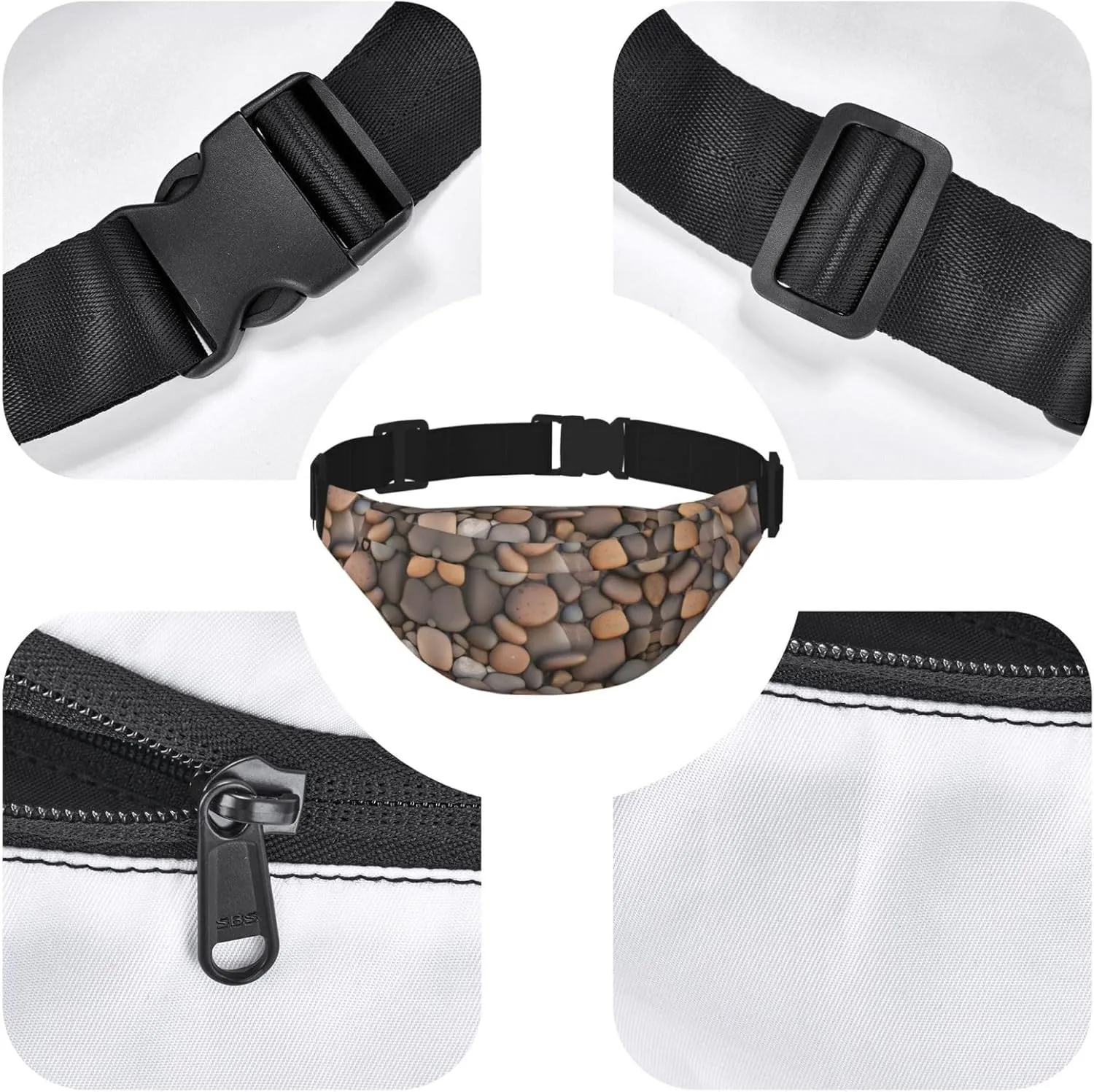 Pebbles in the beach Fashion Crossbody Appearance High capacity outdoor with Adjustable Comfortable Work Leisure Versatile, RXZER23