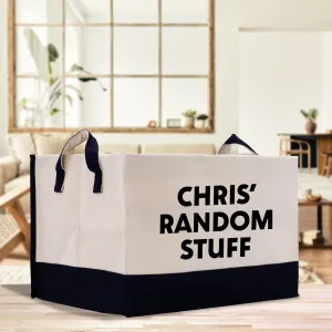 Personalized Name Random Stuff Crap Cotton Canvas Storage Bag Custom Name Storage Bin Storage Tubs Mudroom Storage