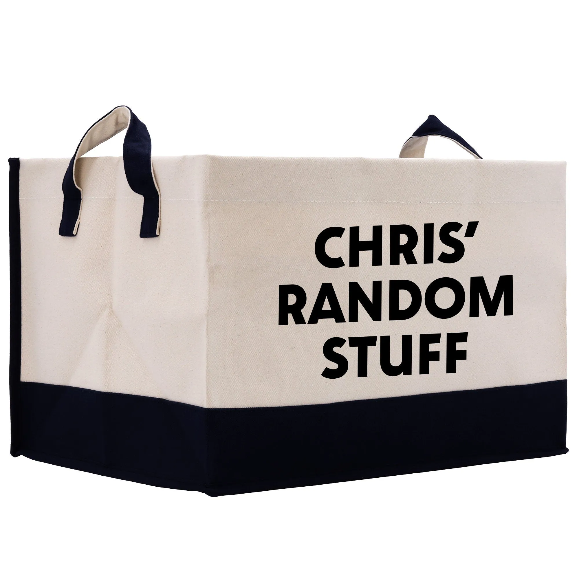 Personalized Name Random Stuff Crap Cotton Canvas Storage Bag Custom Name Storage Bin Storage Tubs Mudroom Storage