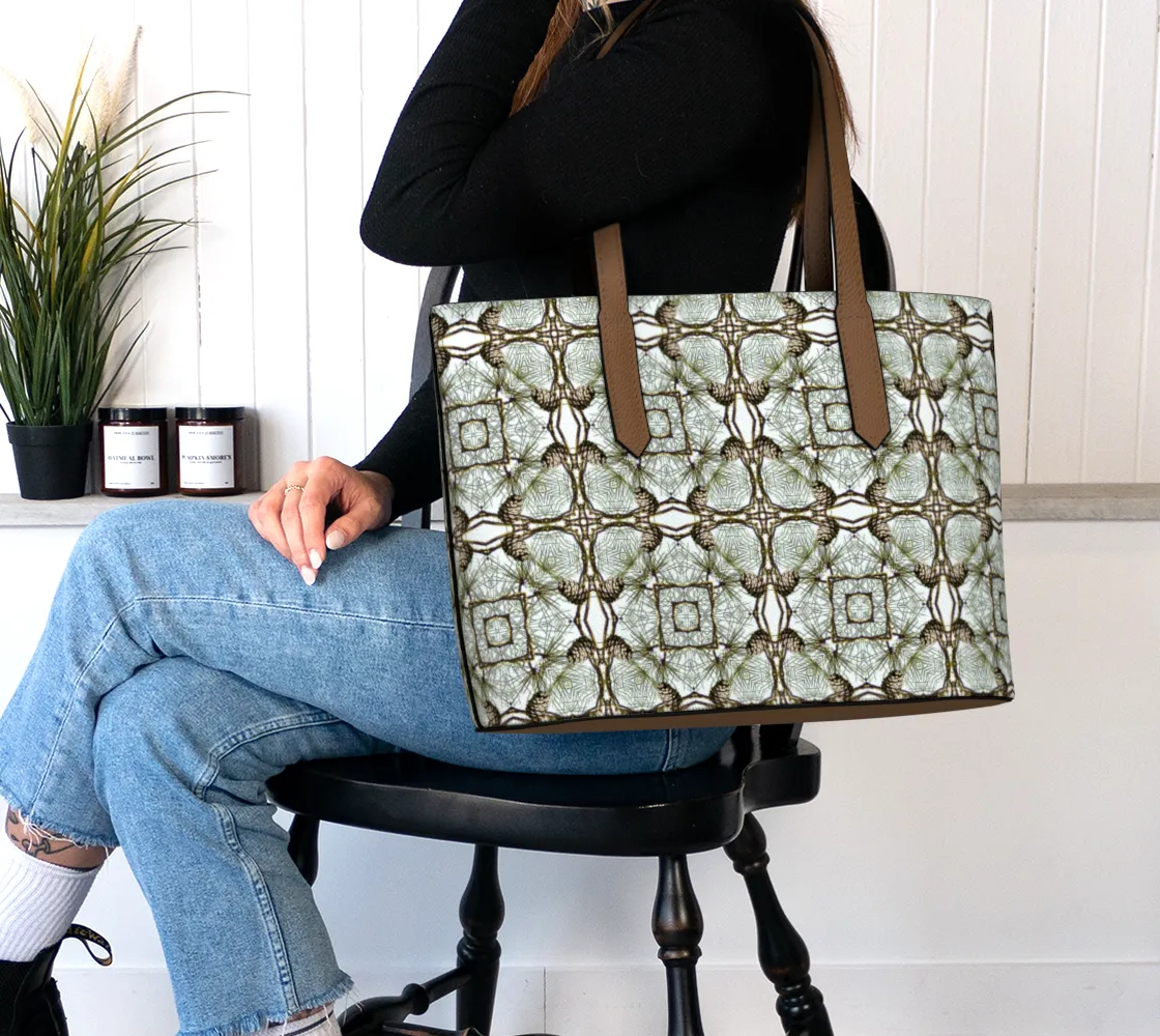 Pine Cone Lattice Medallion Vegan Leather Tote