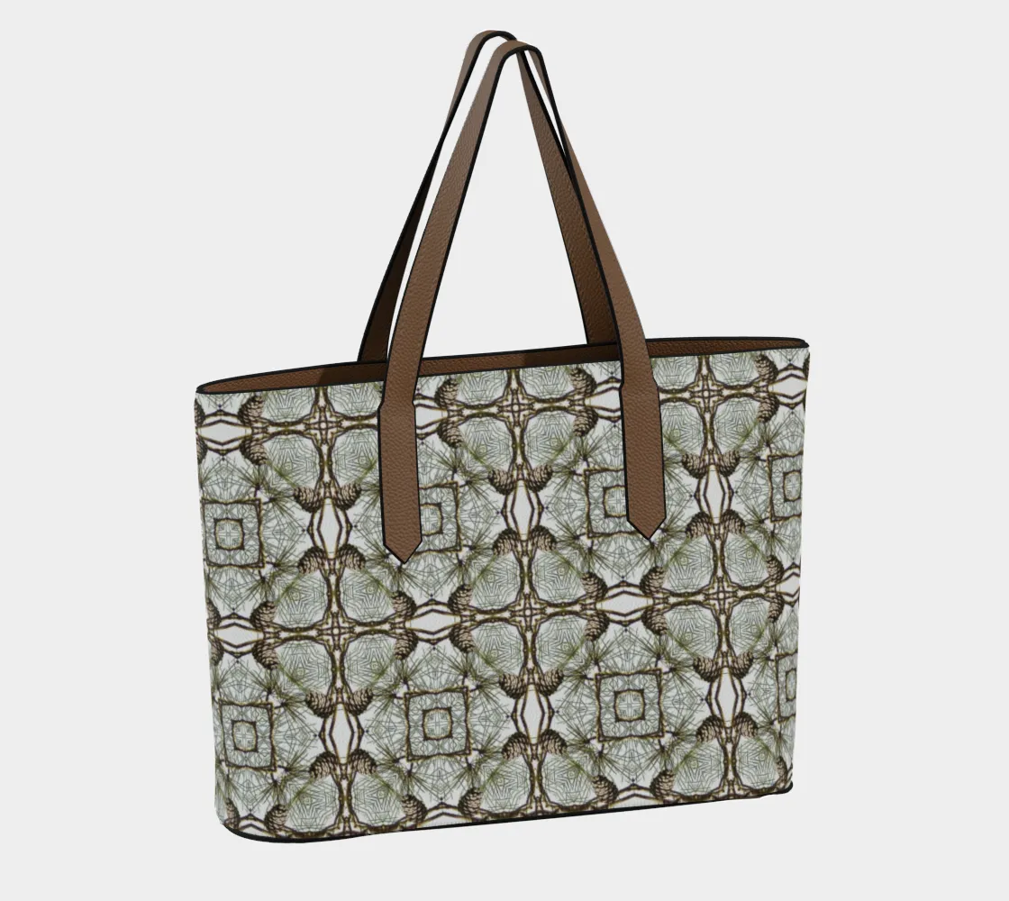 Pine Cone Lattice Medallion Vegan Leather Tote