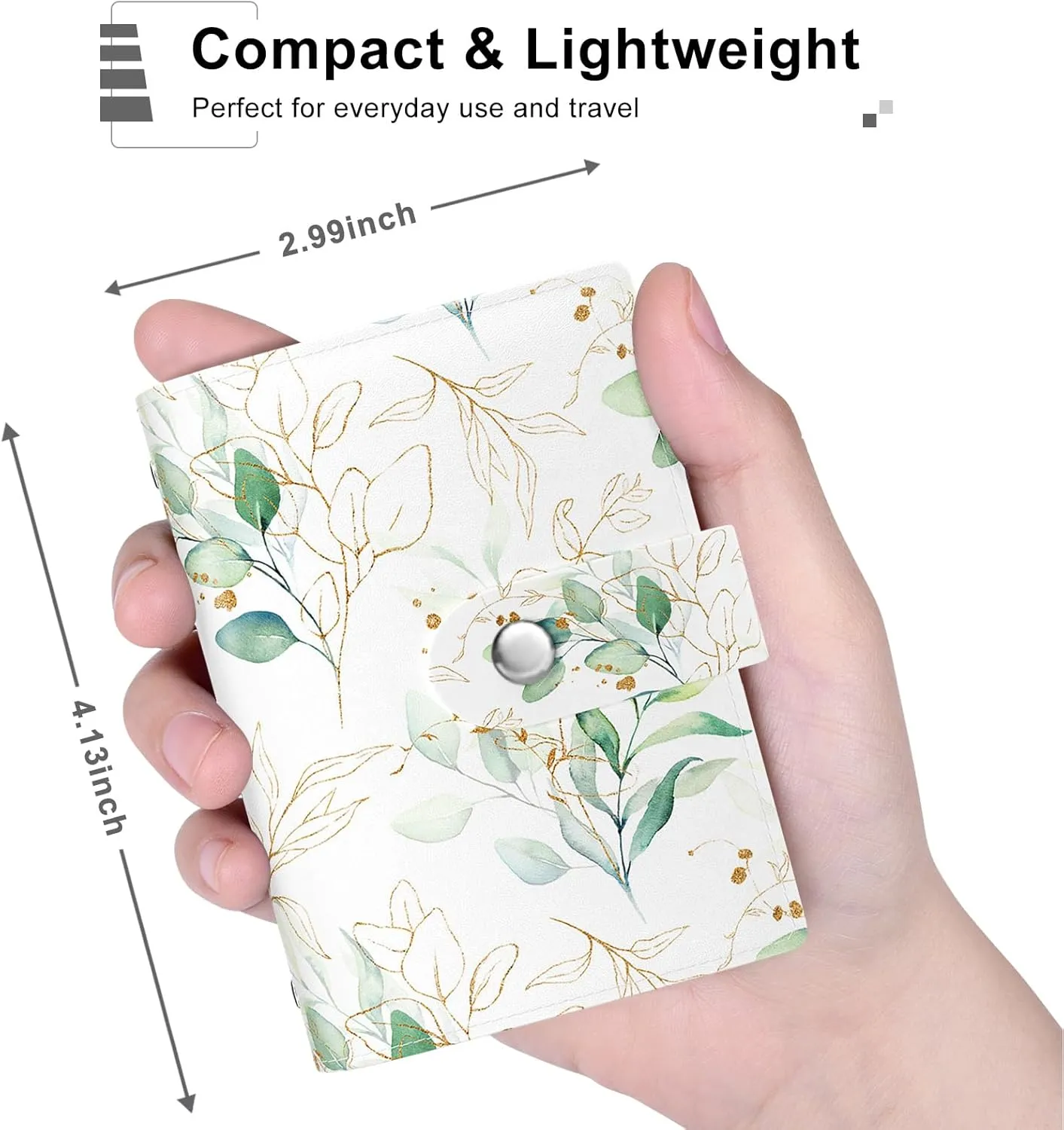 Rouidr Business Card Organizer, RFID Business Card Holder, Small Slim Leather Cards Book, Pocket Name Card Holder Wallet for Women, Eucalyptus Leaf