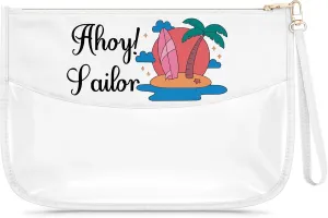 Sailor Gift for Women Girl Clear Makeup Bag Surfer Gift Beach Themed Present Cosmetic Bag Ocean Lover Toiletry Pouch Christmas Birthday Present for Daughter Sister Mom Aunt Friend Zipper Pouch