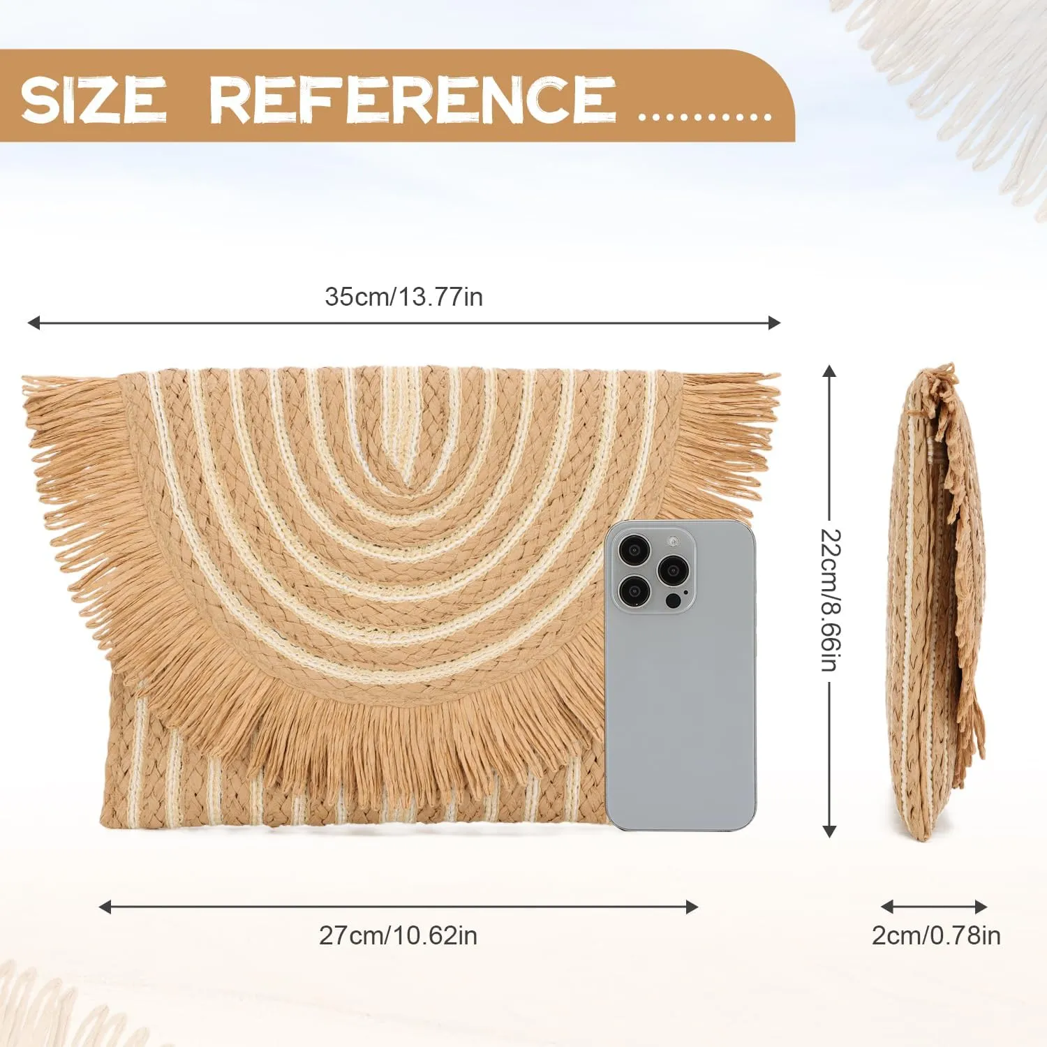 Straw Clutch Purse Bag for Women Summer Clutch Beach Purse Envelope Woven Purse Beach Clutch Bag