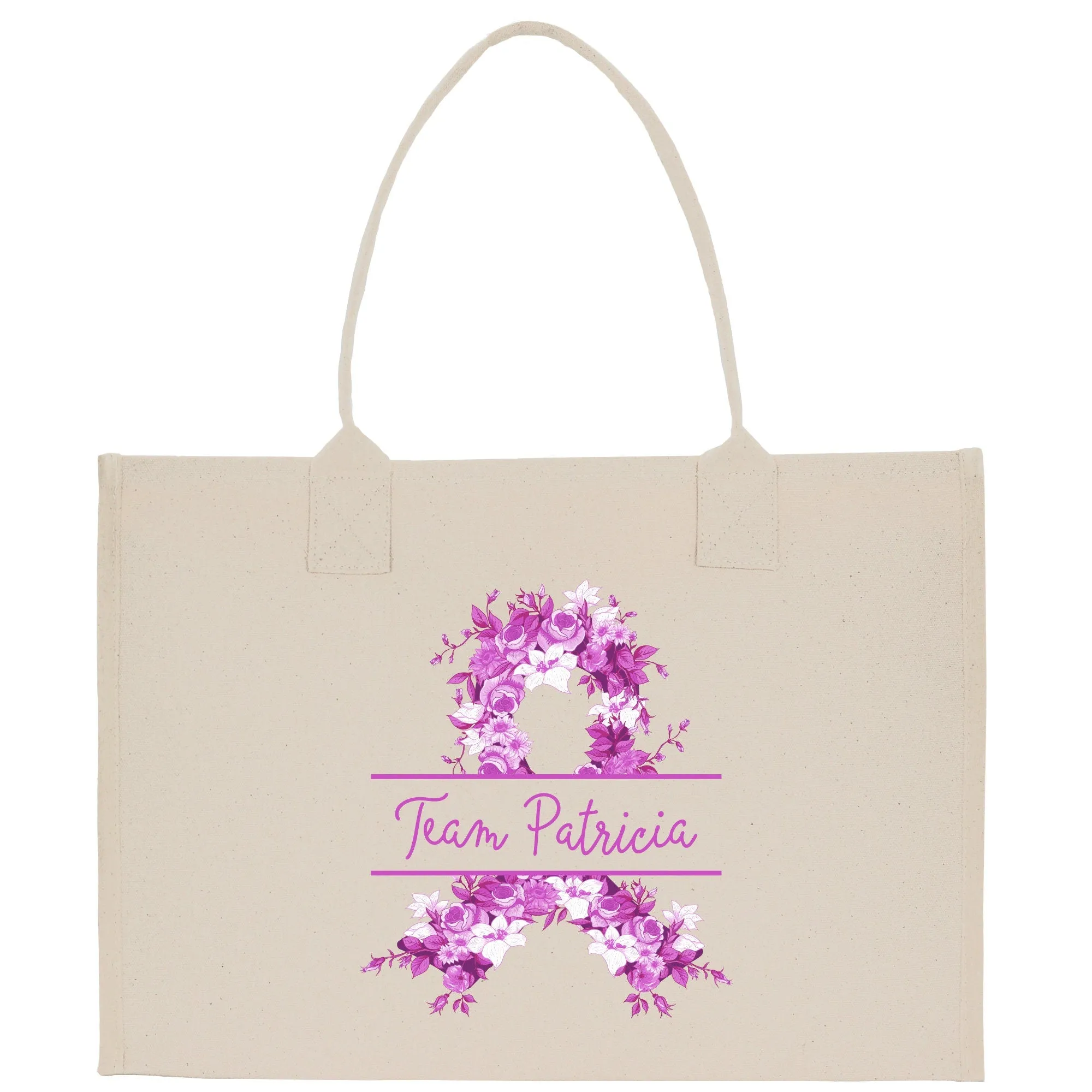 Team Name Ribbon Cotton Canvas Tote Bag Cancer Support Group Tote Bag For Friends Motivational Gift Bag Cancer Awareness Tote Bag (CAT1003)