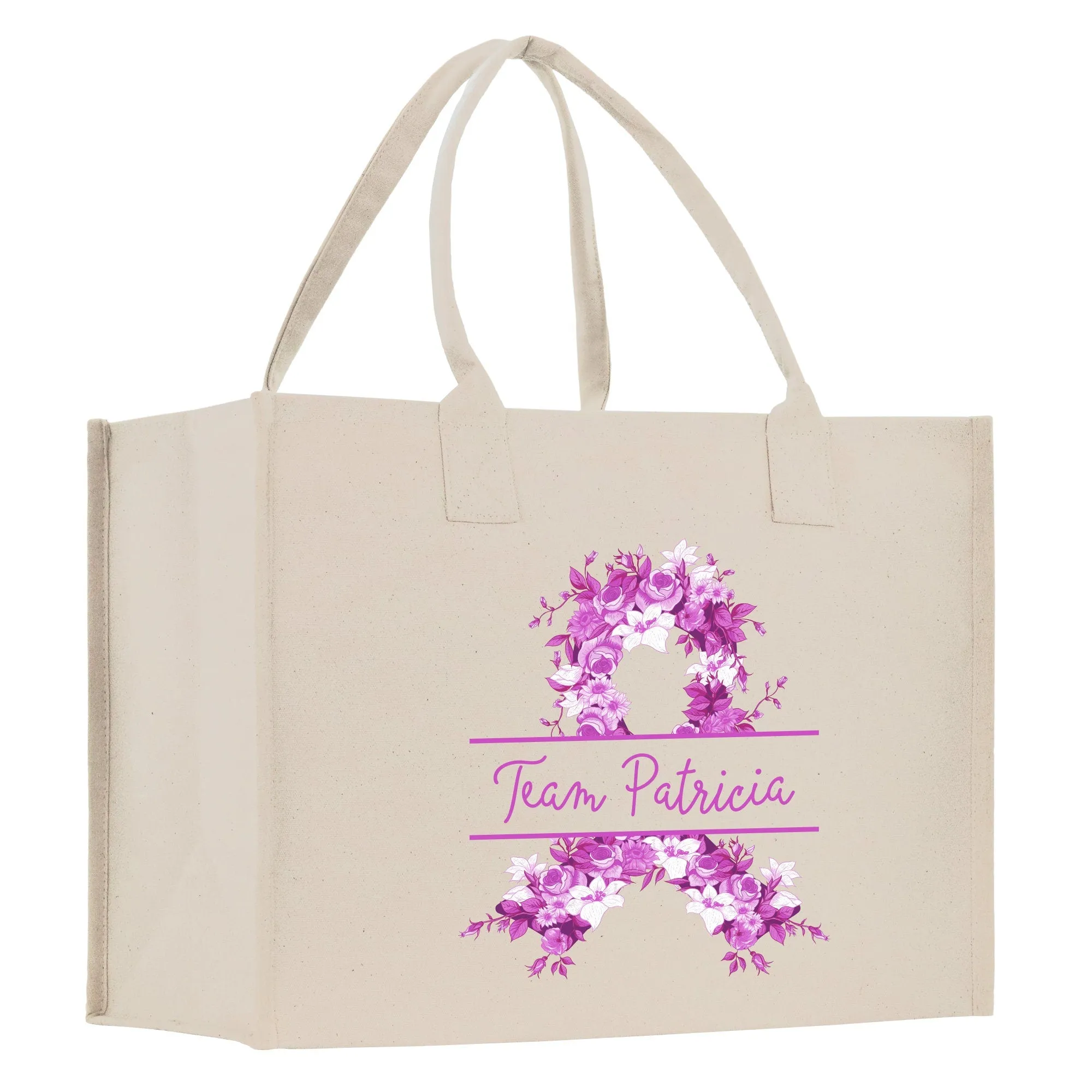 Team Name Ribbon Cotton Canvas Tote Bag Cancer Support Group Tote Bag For Friends Motivational Gift Bag Cancer Awareness Tote Bag (CAT1003)