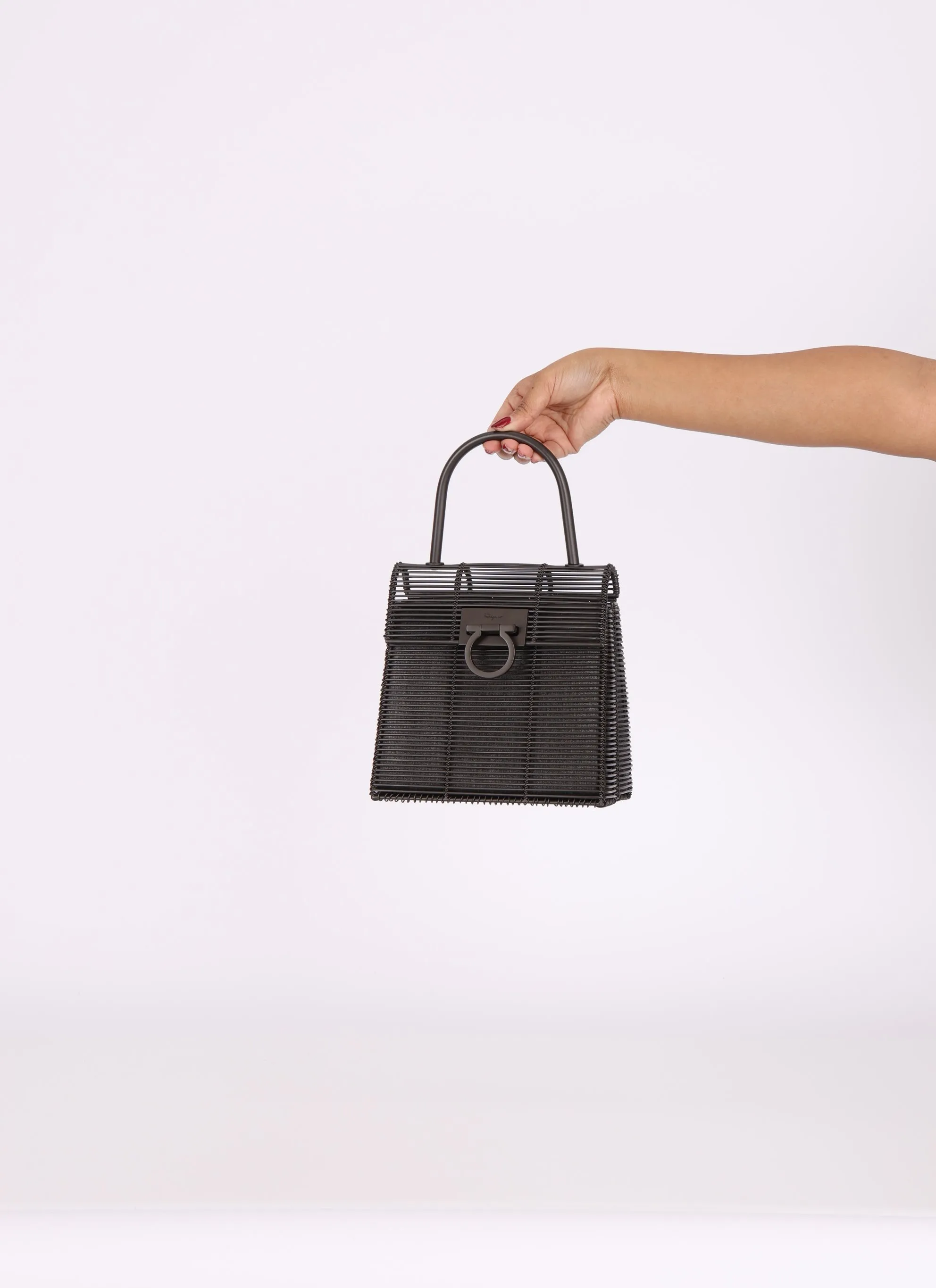 Ultra-Rare Salvatore Ferragamo Metal Top Handle Bag
