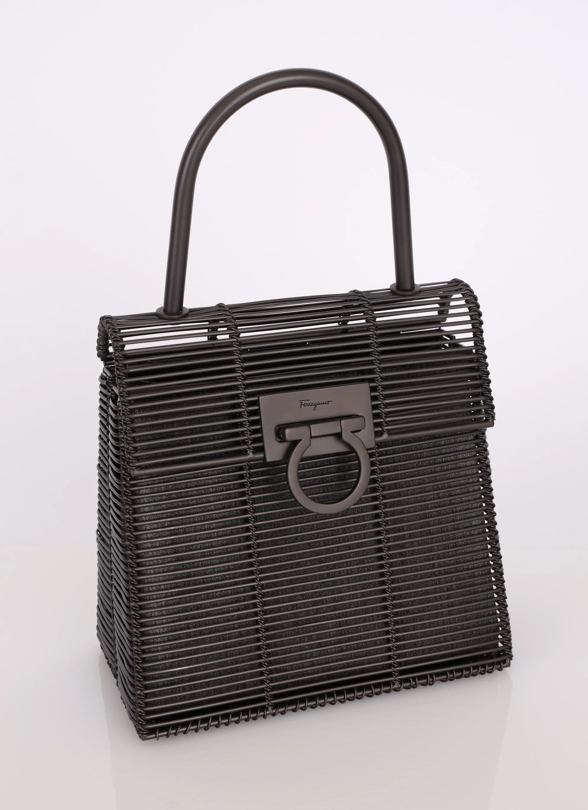 Ultra-Rare Salvatore Ferragamo Metal Top Handle Bag
