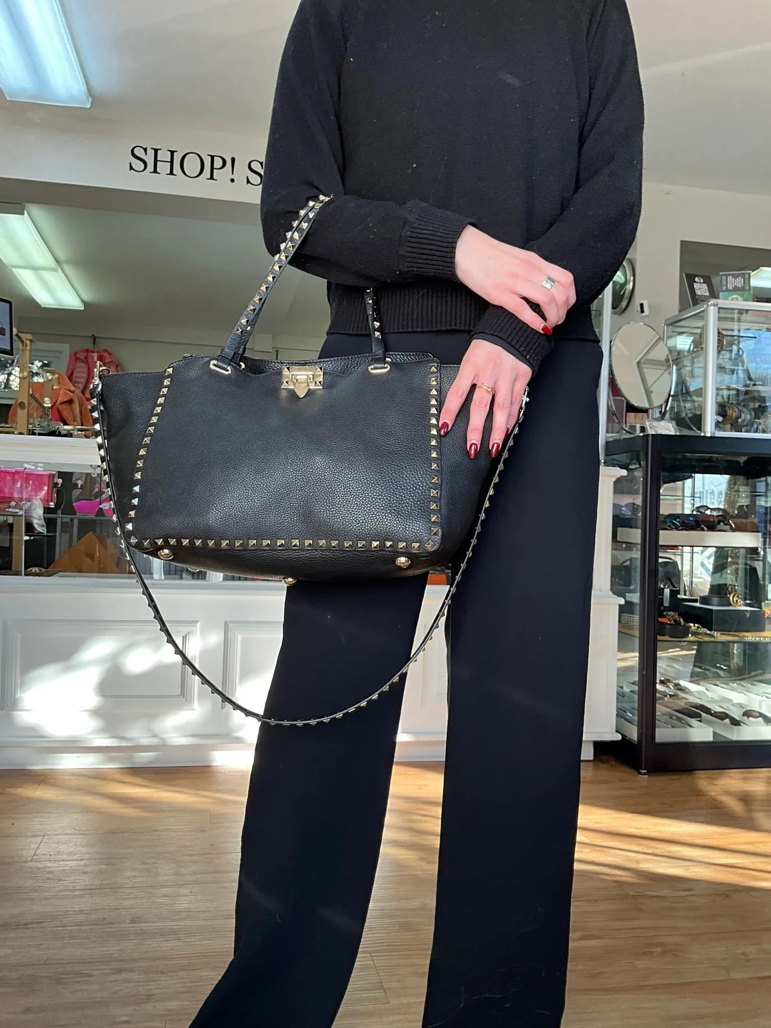 Valentino Garavani Medium Grainy Calfskin Rockstud Bag