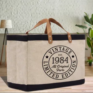 Vintage 1984 Limited Edition 40 Age Birthday Jute Burlap Bag 40th Birthday Gift For Women 40th Birthday Celebration Party Gift (BDT1012)