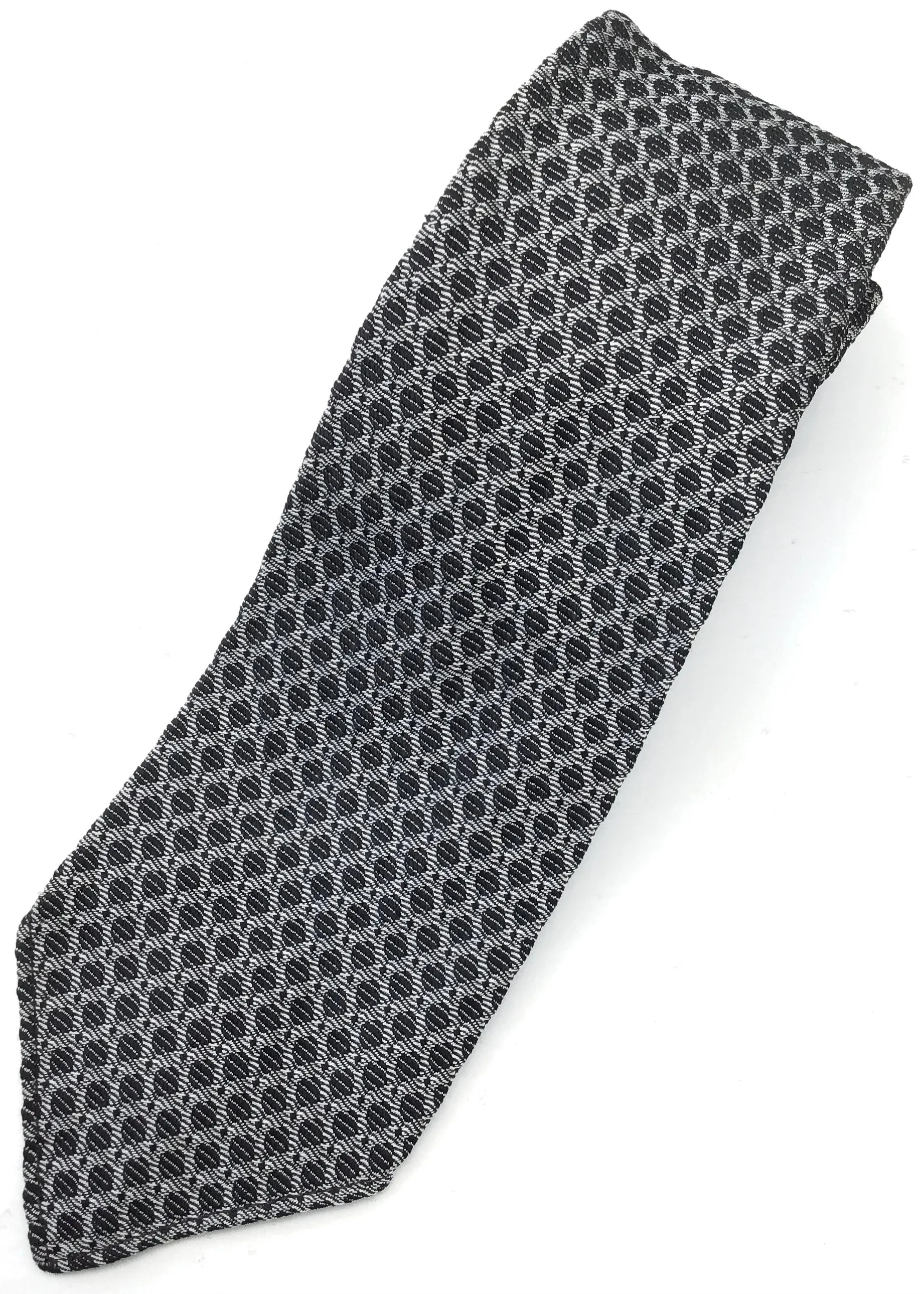 Vintage 60s Silver Grey Textured Skinny Neck Tie
