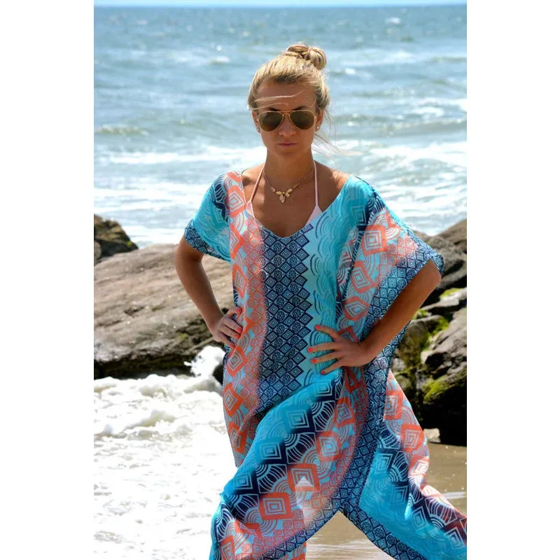 Vintage Floral Print Beach Cover Up Kimono
