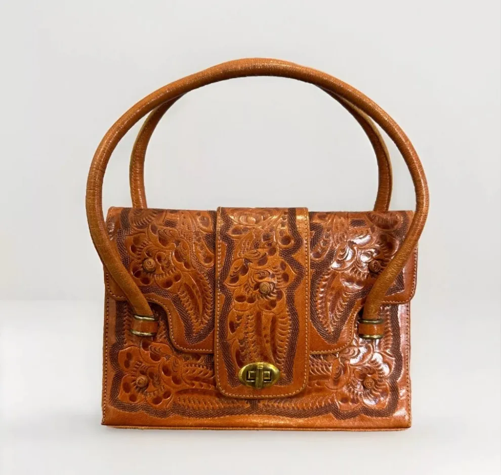 Vintage Tooled Leather Handbag – Western Boho Charm