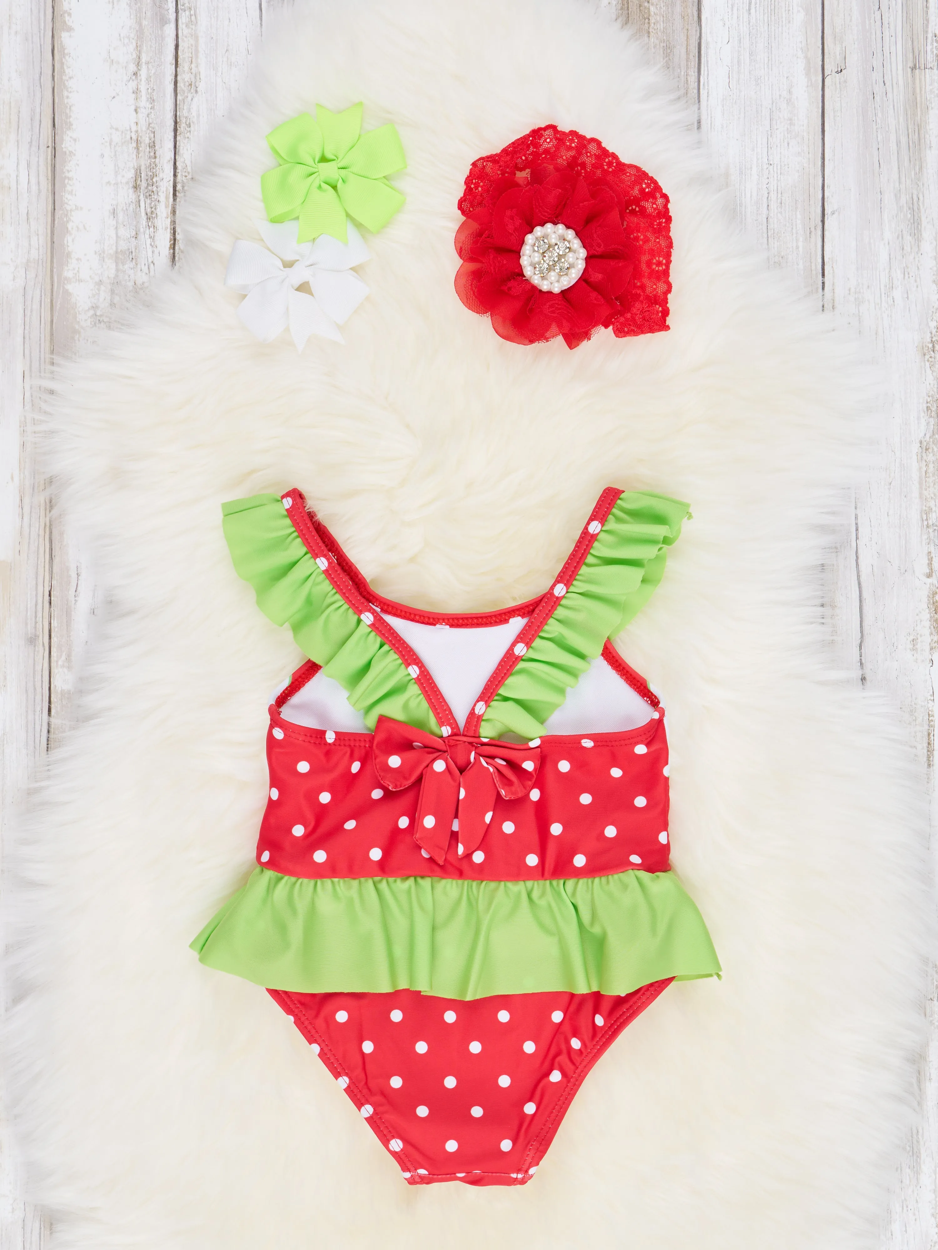 Watermelon Ruffle One-Piece Swimsuit