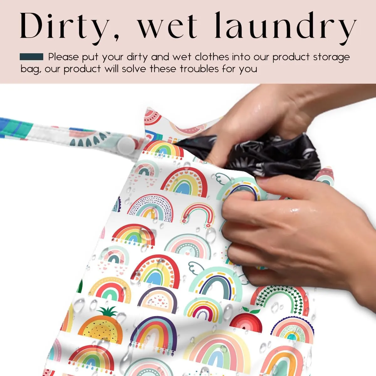 Waterproof Wet Bag for Swimsuit, Travel Beach Wet Dry Bag, Hidden Zipper Reusable Rainbow Decor, for Travel Beach Wet Swimsuits Toiletries Diapers Dirty Gym Clothes Laundry Bag