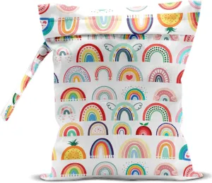 Waterproof Wet Bag for Swimsuit, Travel Beach Wet Dry Bag, Hidden Zipper Reusable Rainbow Decor, for Travel Beach Wet Swimsuits Toiletries Diapers Dirty Gym Clothes Laundry Bag