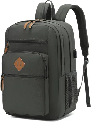YGR Classic Carry-on Travel Backpack for Men and Women, Anti Theft Laptop Backpack with USB Charging Port for Work, Large Computer Backpack for College, Water Resistant, Outdoor Sports, Work, Grey